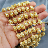 White Pearl Rosary Chain, 14K Gold Plated Wire Wrap Chain, Rondelle Rosary, Rosary Chain For Making Jewelry – SELLING BY FOOT